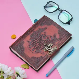 Vintage Leather Journal Diary with Metal Lock – Handmade Journal