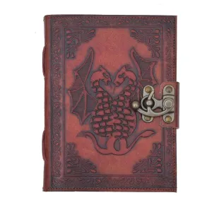 Vintage Leather Journal Diary with Metal Lock – Handmade Journal