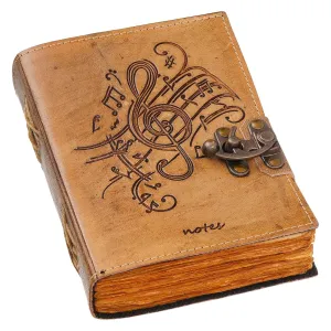 Vintage Leather Diary with Secure Metal Lock Closure