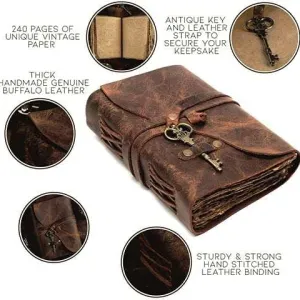 Handcrafted Leather Diary with Deckle Edge Rustic Pages