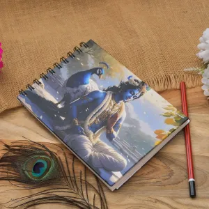 Handmade Krishna Peacock Printed Cardboard Diary for Writing