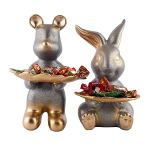 Decorative Rabbit Animal Showpiece Set o...