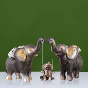 Set of 3 Resin Elephant Showpieces for Home Decor