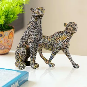 Antique Panther Animal Figurines Set of...