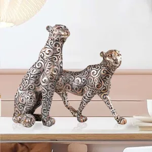 Panther Animal Statue Showpiece Set of 2...