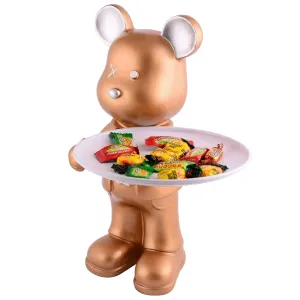 Teddy Bear Decorative Showpiece with Platter for Home Decor