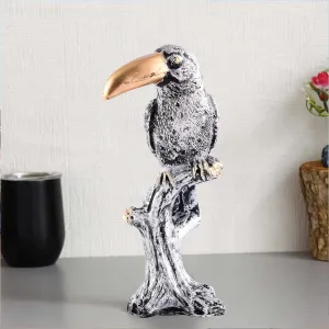 Decorative Silver Resin Parrot Showpiece for Home Decor