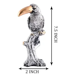 Decorative Silver Resin Parrot Showpiece for Home Decor