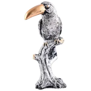 Decorative Silver Resin Parrot Showpiece for Home Decor