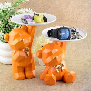 Teddy Bear Showpiece with Platter Stylis...
