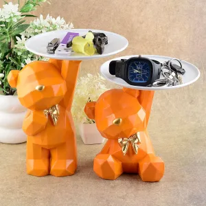 Teddy Bear Showpiece with Platter Stylish Home Decor Item