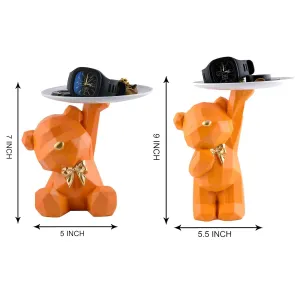 Teddy Bear Showpiece with Platter Stylish Home Decor Item