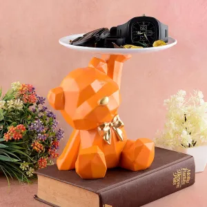 Cool Teddy Bear Showpiece with Platter Decorative Home Statue
