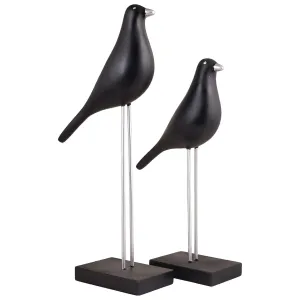 Sparrow Bird Decorative Showpiece on Iron Stand for Home Decor