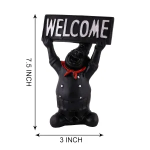 Resin Cute Chef Showpiece Miniature Statue Black Color for Kitchen Decor