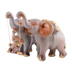 Artistic Elephant Showpiece Trio for Home Shelves