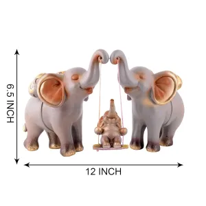 Artistic Elephant Showpiece Trio for Home Shelves