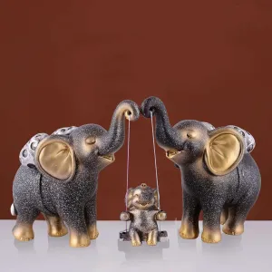 Resin Elephant Showpiece Set of 3 Decorative Home Accent