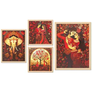Scenery Framed Wall Painting Set of Four Living Room