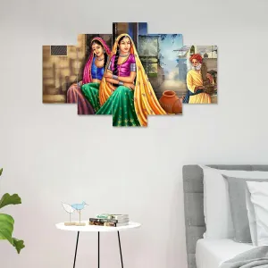 MDF Framed 3D Wall Painting Set of 5 Living Room Decor