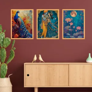 Wall Paintings for Wall Dacoration Large Framed Wall Paintings Set of Three for Living Room
