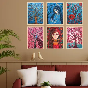 Madhubani Wall Paintings Set of Six for...