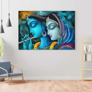 Radha Krishna Paintings For Wall Decoration With Frame Canvas Painting