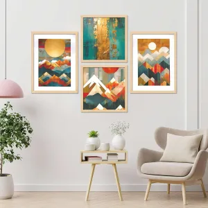 Framed Wall Painting Set of Four Home Decor