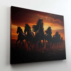Seven Horse Painting For Wall Decoration With Frame Canvas Painting For Living Room