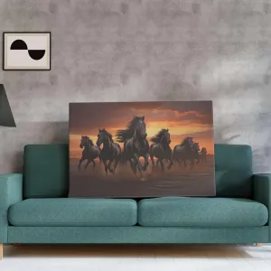 Seven Horse Painting For Wall Decoration With Frame Canvas Painting For Living Room