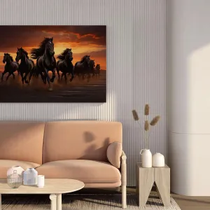 Seven Horse Painting For Wall Decoration With Frame Canvas Painting For Living Room