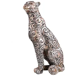 Panther Sitting Antique Animal Figurine Home Decor