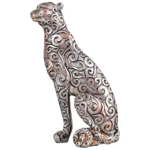 Panther Sitting Antique Animal Figurine Home Decor