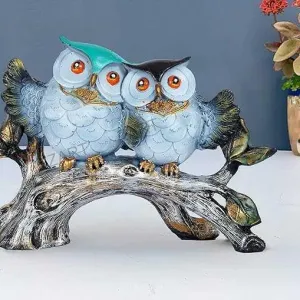 Owl Family Sitting on Tree Decorative Bi...