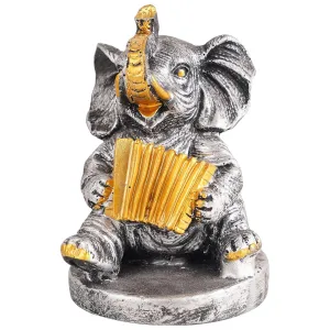 Resin Elephant Musical Instrument Showpiece Decor