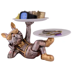 Cool Dog Showpiece with Plate for Home Decor Item