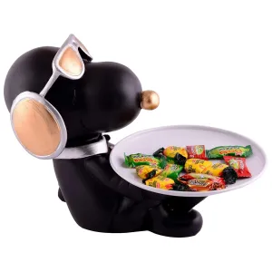 White Resin Dog Decorative Showpiece for Home Black Color