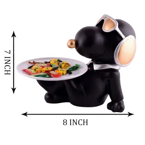 White Resin Dog Decorative Showpiece for Home Black Color