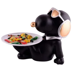 White Resin Dog Decorative Showpiece for Home Black Color