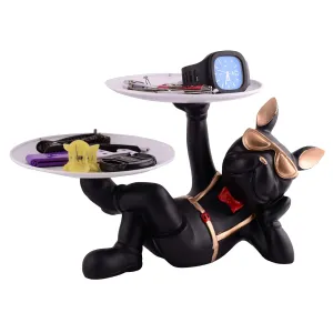 Cool Dog Showpiece with Plate Home Decor Item