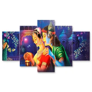MDF Framed 3D Wall Painting Set of Five for Home Decoration