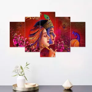 MDF Framed 3D Wall Painting Set of Five for Home Decoration