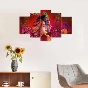 MDF Framed 3D Wall Painting Karishna Set of 5 Wall Decor