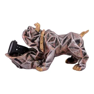 Cool Dog Showpiece with Plate Decorative Accent