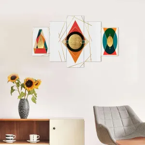 MDF Framed 3D Wall Painting Set of 5 Home Decor