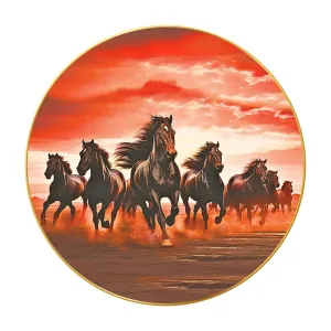 Seven Horses Vastu Painting For Wall Decoration Big Large Size 7 Horse Vastu Frame Golden Framed Painting