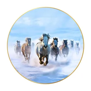 Seven Horses Vastu Painting For Wall Decoration Big Large Size 7 Horse Vastu Frame Golden Framed Painting