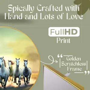 Seven Horses Vastu Painting For Wall Decoration Big Large Size 7 Horse Vastu Frame Golden Framed Painting