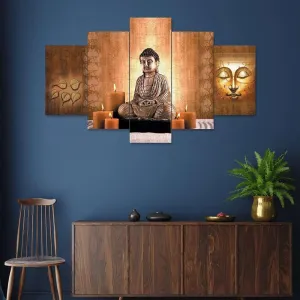 MDF Framed 3D Wall Painting Set of Five  for Home Decoration, Big Size Painting for Living Room