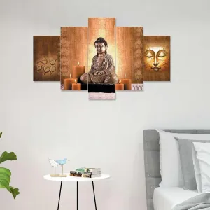 MDF Framed 3D Wall Painting Set of Five  for Home Decoration, Big Size Painting for Living Room